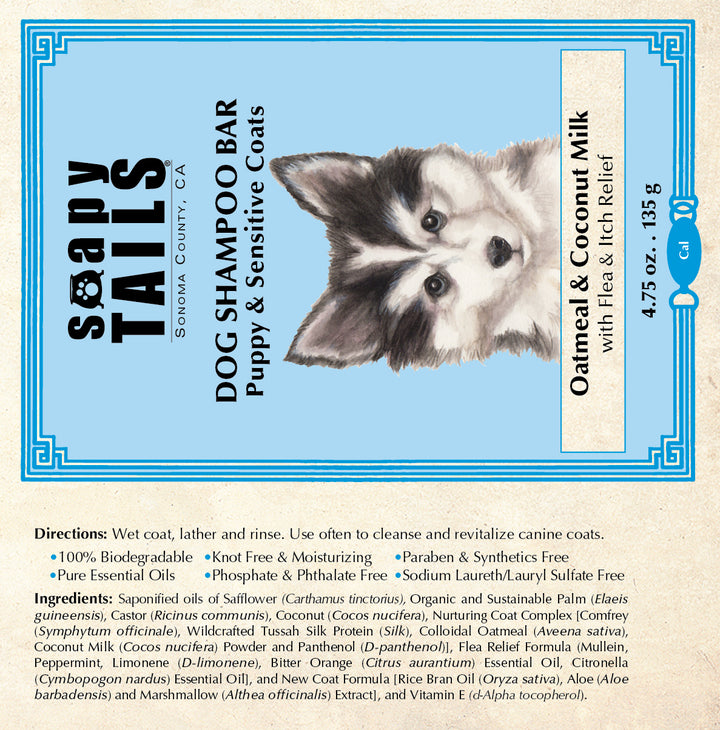 Unscented Oatmeal & Coconut Milk Dog Shampoo Bar for Fine Puppy & Sensitive Coats