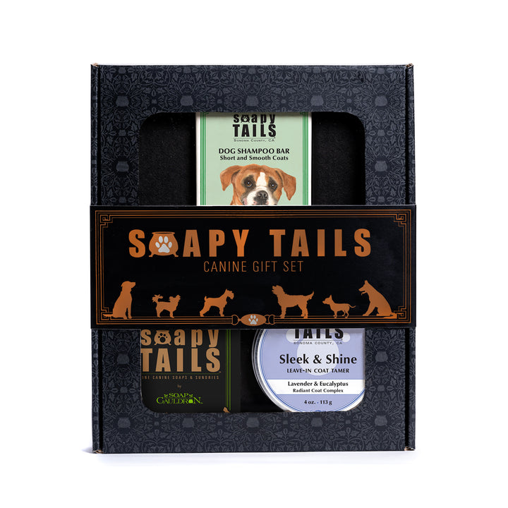 Soapy Tails Dog Shampoo Bar & Coat Tamer Gift Set