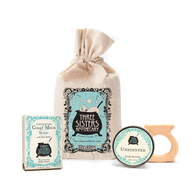 Muslin Gift Set Baby with Natural Wooden Cauldron Teether