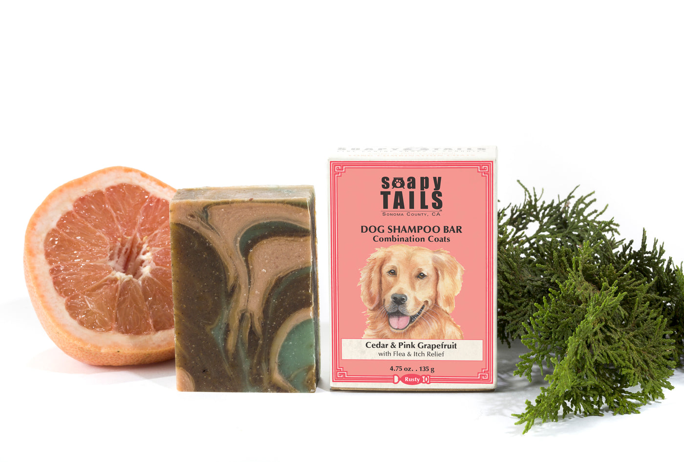 Cedar & Pink Grapefruit Dog Shampoo Bar for Combination Coats 4.75 oz