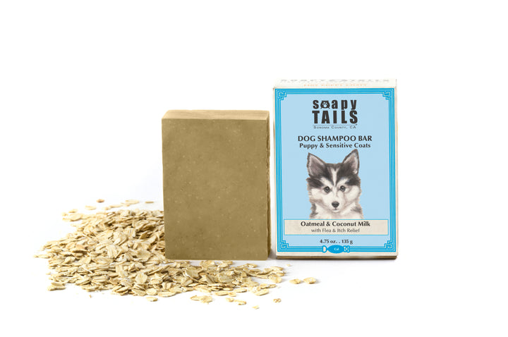 Unscented Oatmeal & Coconut Milk Dog Shampoo Bar for Fine Puppy & Sensitive Coats
