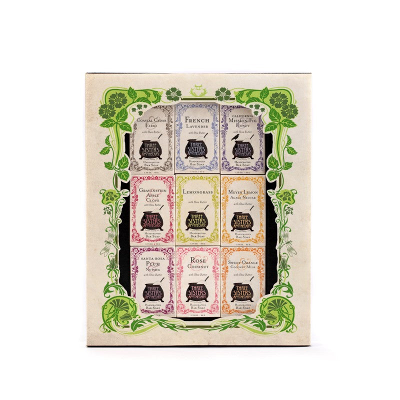 Three Sisters Amenity Boxed Bar Soap Sampler  Gift Set - 9 Count